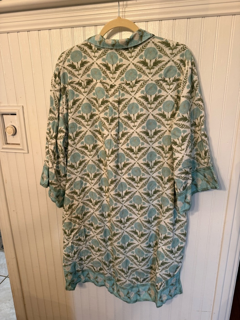 Victoria Dunn Cream and Teal Floral Tunic Dress - Picture 4 of 4